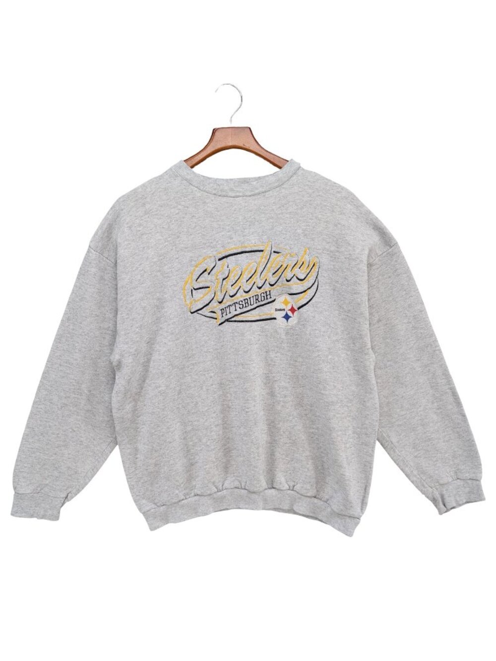 Vtg 90s LogoAthletic Pittsburgh Steelers Sweatshirt Mens Grey Embroidered Sz XL